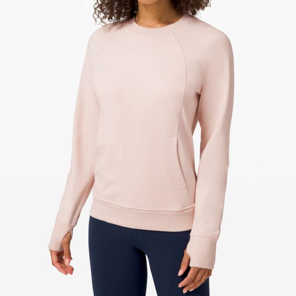 Lululemon Scuba Crew Pullover Silk Rose Blush Pink Women’s 8 ERIN HILLS LOGO